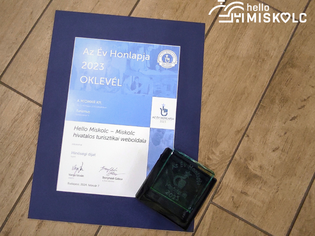 Minőségi díj nyertese a Hello Miskolc, Miskolc város turisztikai weboldala